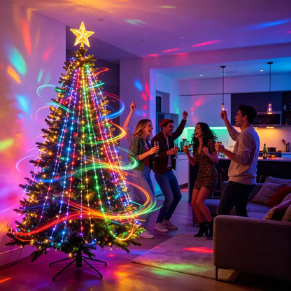 6Ft Smart Christmas Tree Lights, 400 LED RGB Color Changing with App & Remote, Music Sync Star Topper
