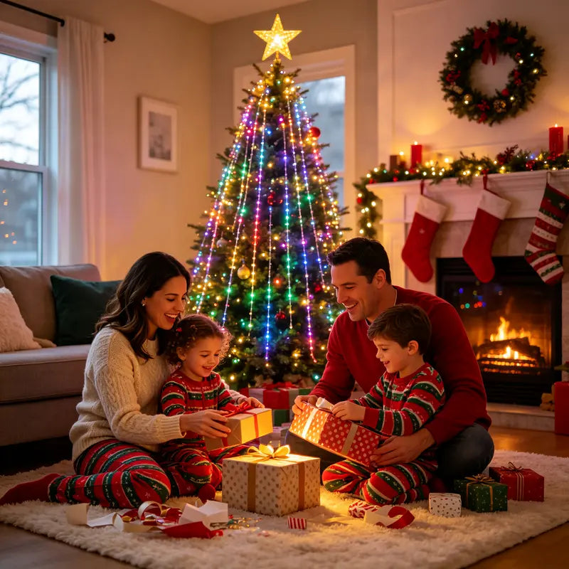 6Ft Smart Christmas Tree Lights, 400 LED RGB Color Changing with App & Remote, Music Sync Star Topper